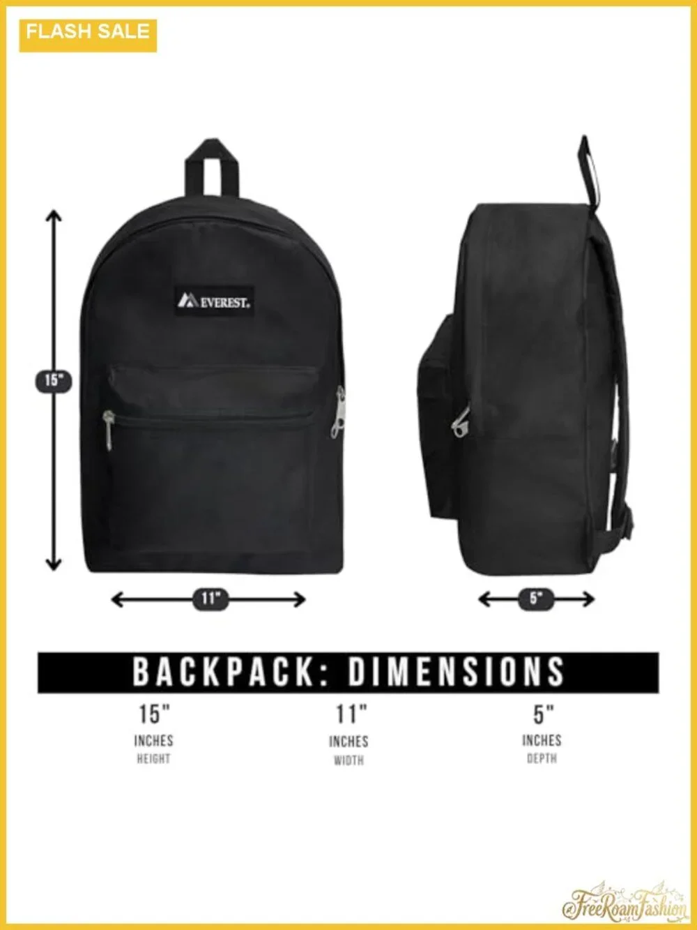 Mid-Size Backpack Double Zipper School Work Travel